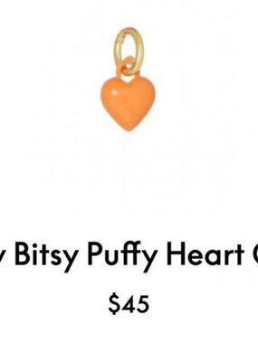 ROXANNE ASSOULIN The Itsy Bitsy Puffy Heart Charm  Persimmon firm price